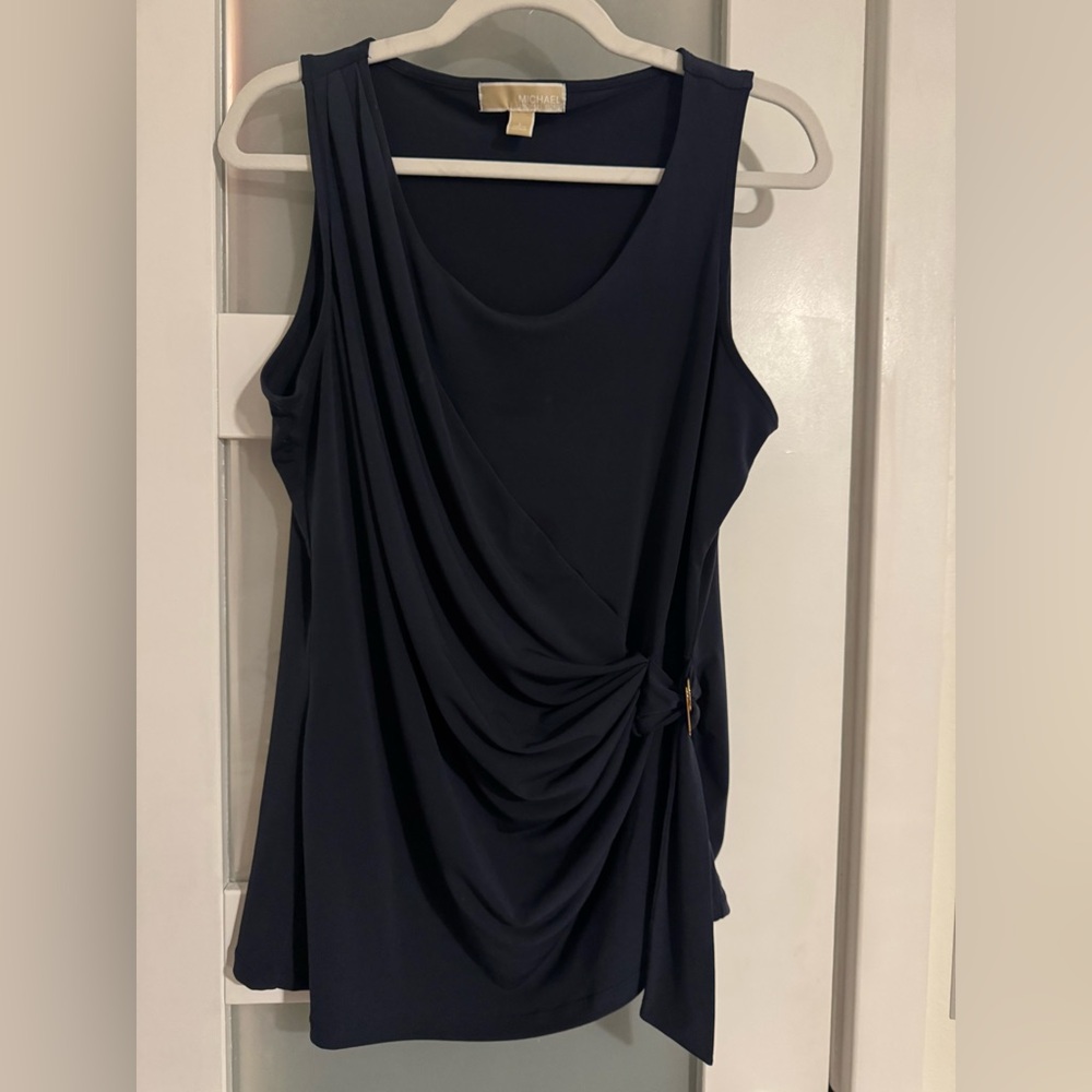 Michael Kors Navy and Gold Accent Top